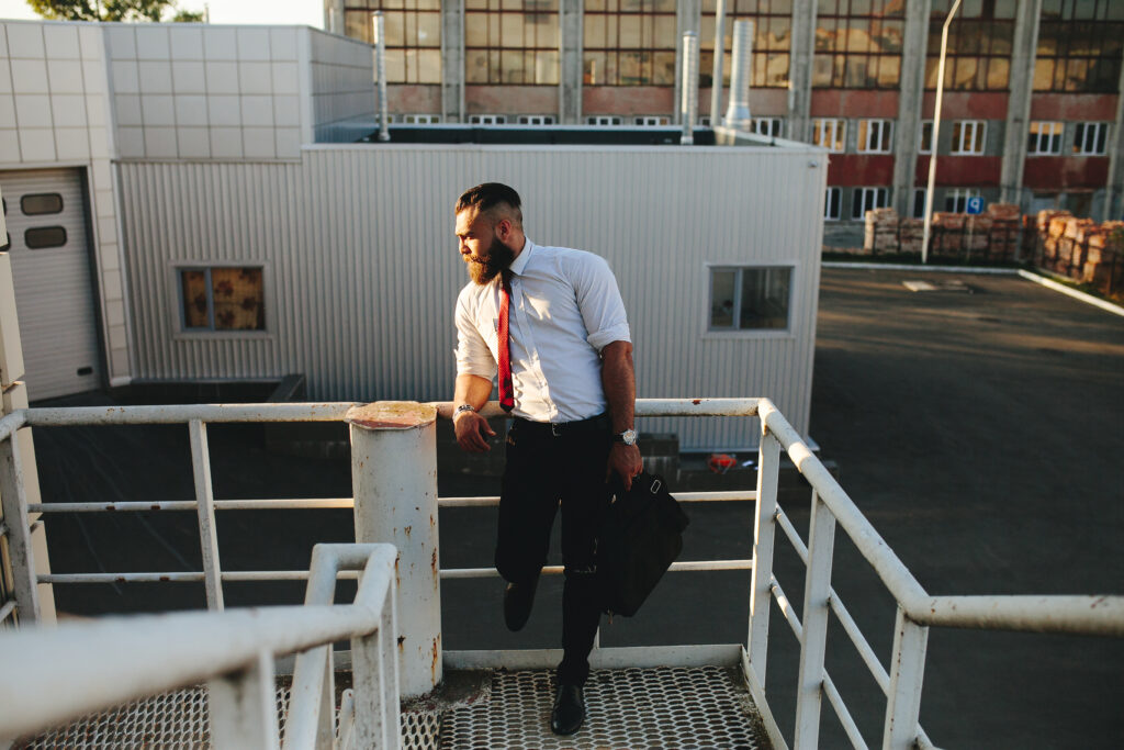 businessman looks into the distance