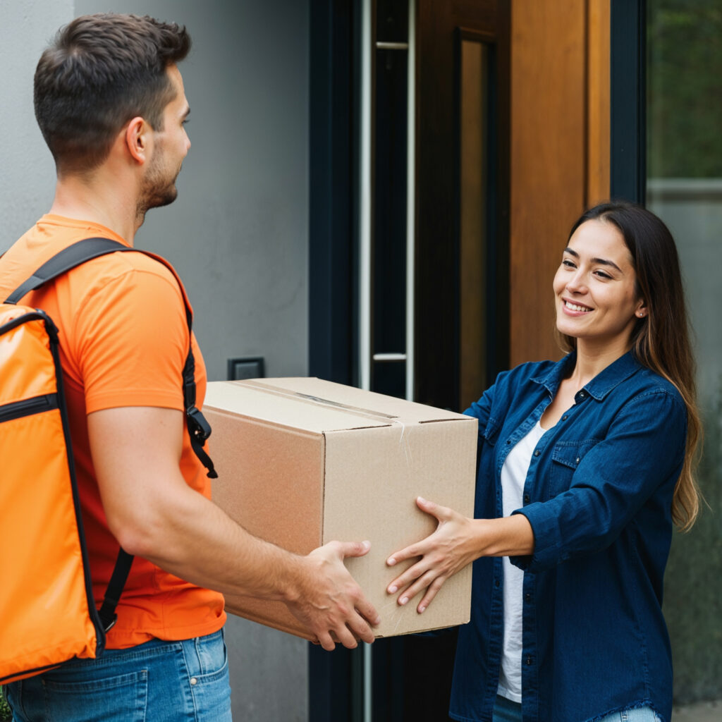 man woman shake hands with box that says word it