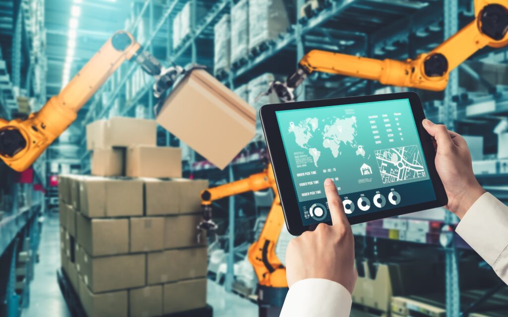 smart robot arm systems for innovative warehouse and factory digital technology